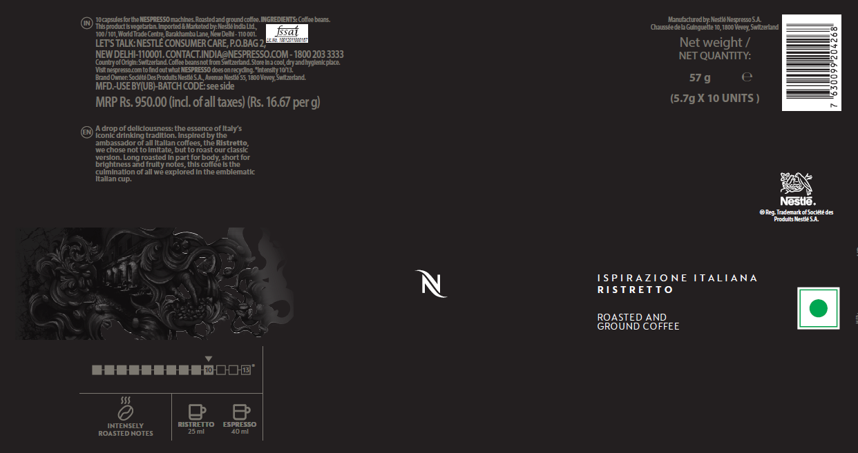 Nespresso Pods Ispirazione Italiana Ristretto - 1 sleeve (5.7g x 10 capsules)
