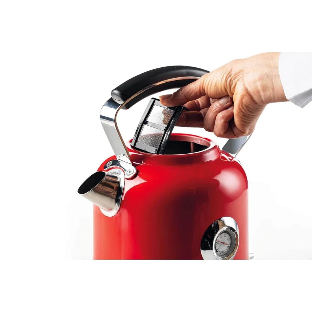 Ariette Kettle with Visible water & Thermometer - Red