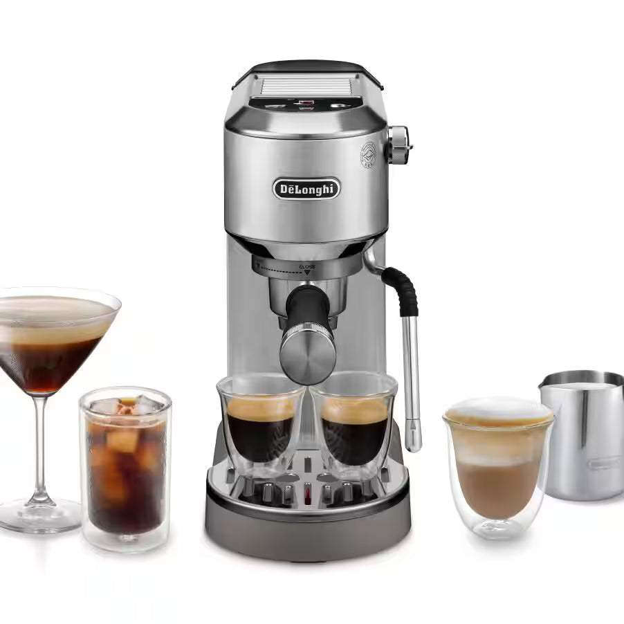 Delonghi Dedica Duo Espresso Machine with Cold Brew EC890. 3 Colours White, Silver, Pink