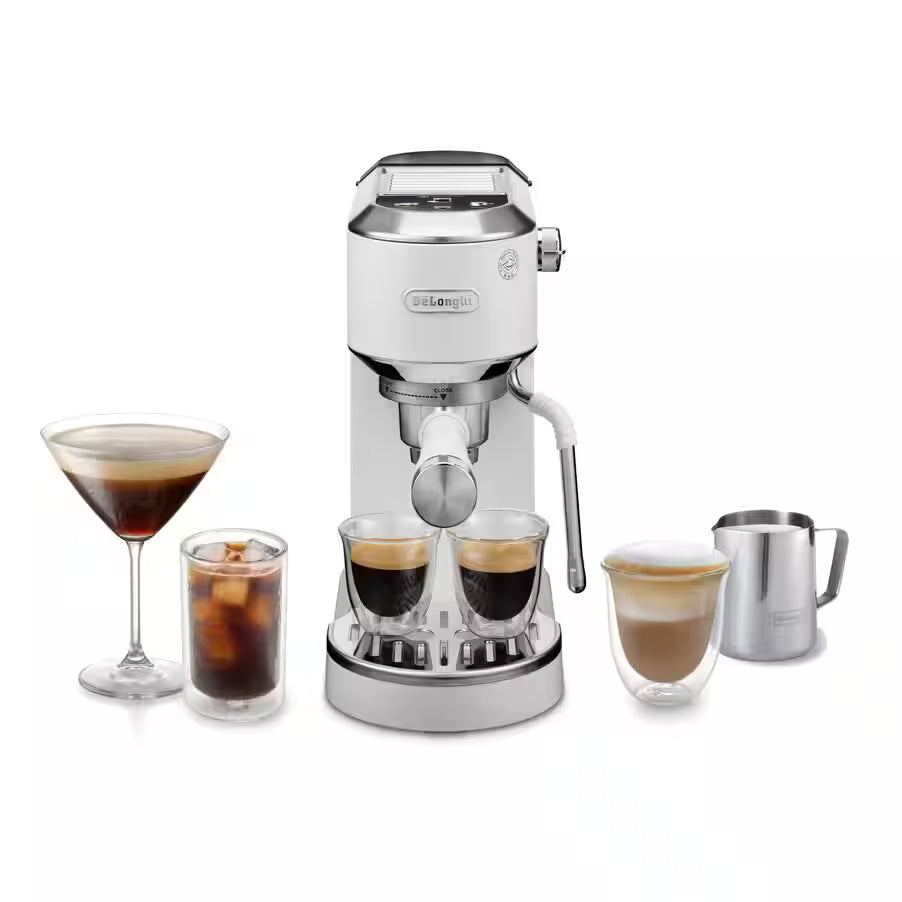 Delonghi Dedica Duo Espresso Machine with Cold Brew EC890. 3 Colours White, Silver, Pink