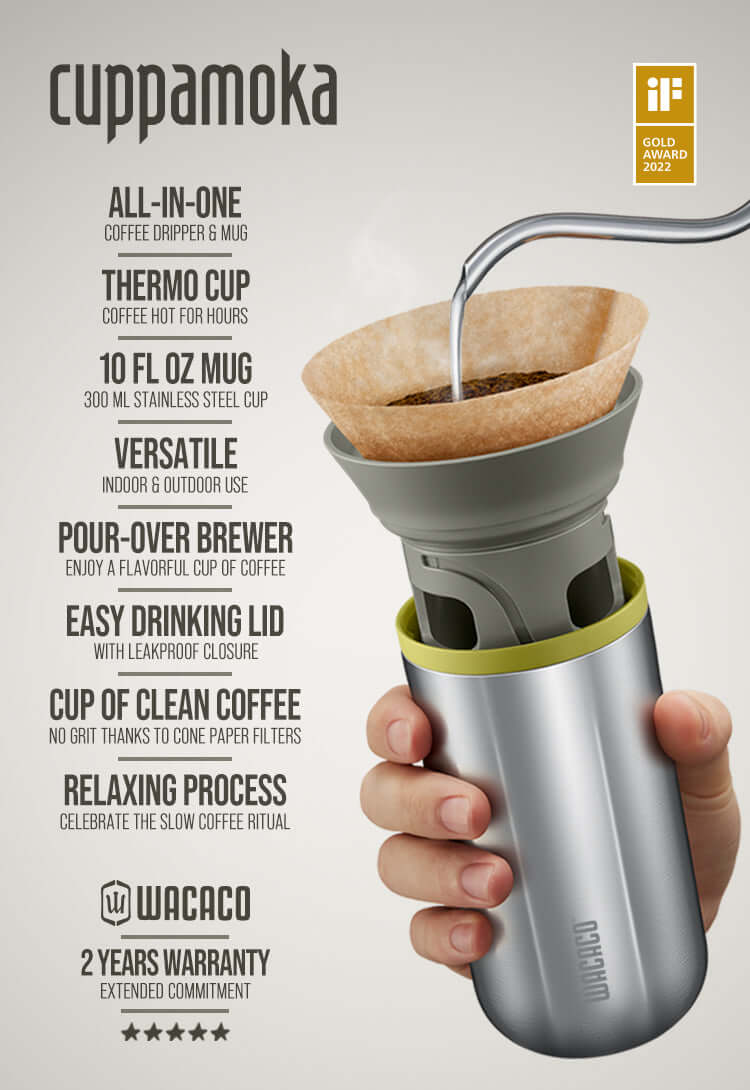 Wacaco Cuppamoka Portable Pour-Over Coffee Maker for Travel